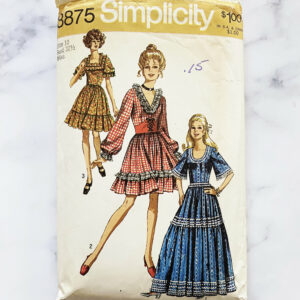 70S Simplicity 8875. 32, 34, 36, 38 Gunne Sax Style Prairie Cottage Maxi Dress Ruffle Tier Skirt Puff Sleeves. 1970S Vintage Sewing Pattern