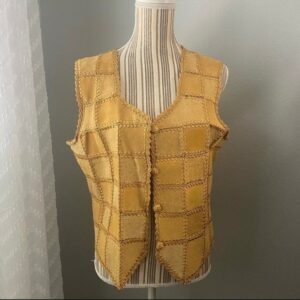 70S Vintage Medium Suede Patchwork Leather Vest