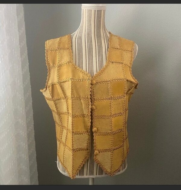 70S Vintage Medium Suede Patchwork Leather Vest