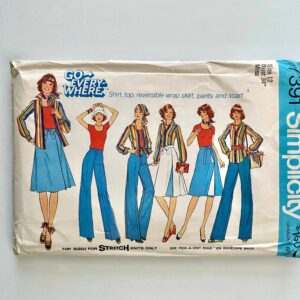 70's Partially Uncut, Simplicity 7391, Shirt, Top, Wrap Skirt, Pants, Scarf | S