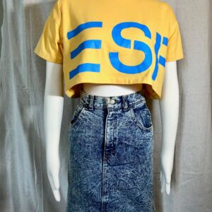 80S 90S Acid Wash Denim Pencil Skirt S