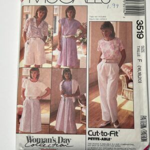 80S Easy Skirt, Shorts, Pants, & Culottes Pattern, High Waisted Woman's Day Collection, Mccall's 3519, Size 16-18-20, Uncut