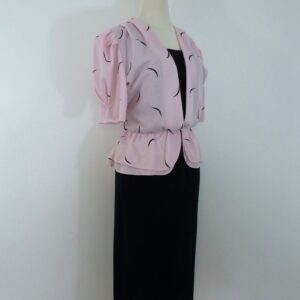 80S Feminine Pink Moon Dress Puff Sleeve Peplum Skirt New Wave Secretary Business Celestial Plus Size Xl