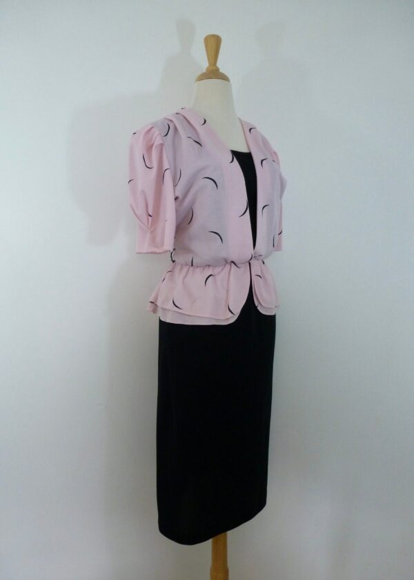 80S Feminine Pink Moon Dress Puff Sleeve Peplum Skirt New Wave Secretary Business Celestial Plus Size Xl