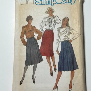 80S Front Wrap Skirt Pattern, 3 View Knee Length Pleated High Waisted With Pockets, Simplicity 6698, Size 10, Uncut