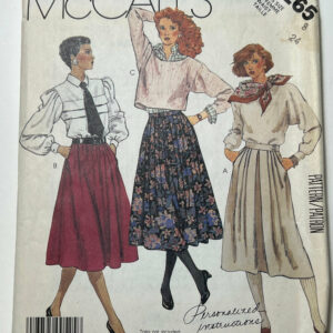 80S Misses Skirt Pattern, High Waisted Midi Pattern With Pockets, Easy 2 Yard Skirts, Mccall's 2265, Size 8, 24" Waist, 33.5