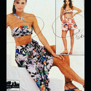 80S Pattern, Bandeau Wrap Skirt Patterns For Shorts, Vintage Strapless Top Mccalls 8025 B32