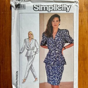 80S Peplum Top, Pants & Skirt Sewing Pattern/1980S Vintage Women's Size 10 Or 14, Bust 32 1/2 36 Simplicity 8431