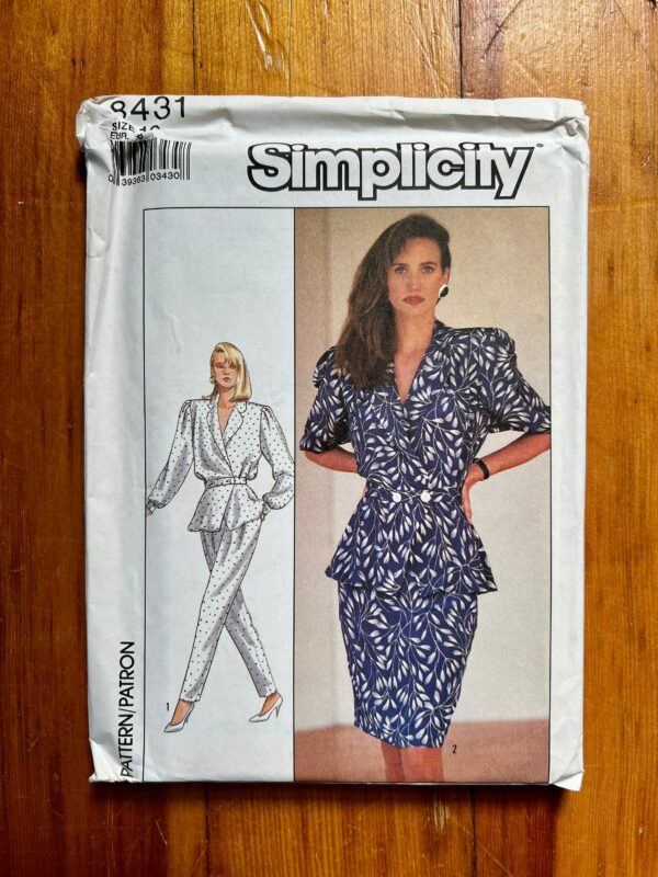 80S Peplum Top, Pants & Skirt Sewing Pattern/1980S Vintage Women's Size 10 Or 14, Bust 32 1/2 36 Simplicity 8431