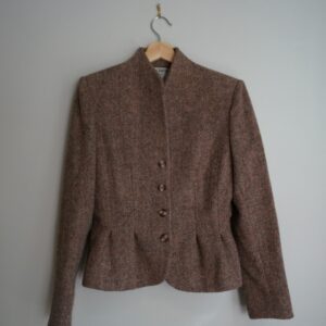 80S Peplum Tweed Jacket Pencil Skirt Set By Don Sayres For Gamut