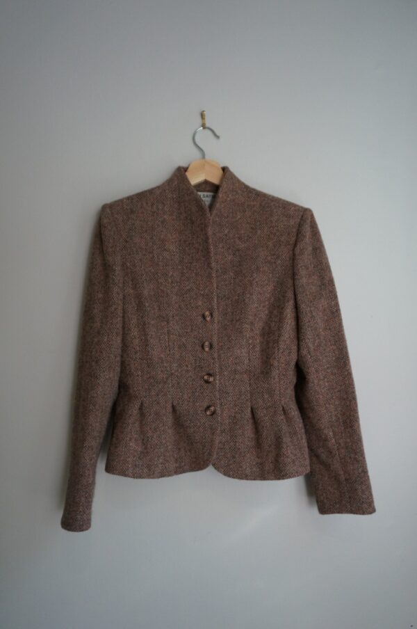 80S Peplum Tweed Jacket Pencil Skirt Set By Don Sayres For Gamut