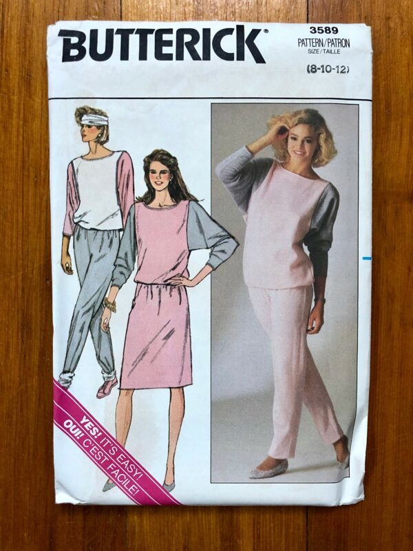 80S Sweatshirt & Sweatpants Sewing Pattern/Vintage 1980S Pants, Skirt & Top Women's Size 8-12 Or 14-18 Butterick 3589