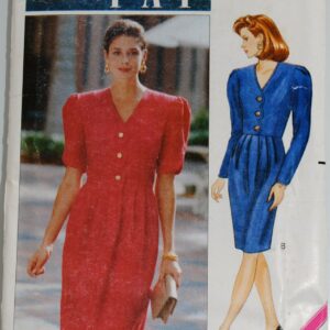 80's Butterick Pattern By Leslie Fay, Fitted Bodice Dress Beautifully Pleated Sleeve, Skirt Pat. No.4697 Size 8-10-12