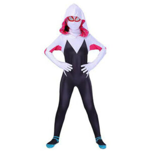 (9-10 Years) Kids Spider Gwen Stacy Spiderman Cosplay Tights Jumpsuit Halloween Bodysuit