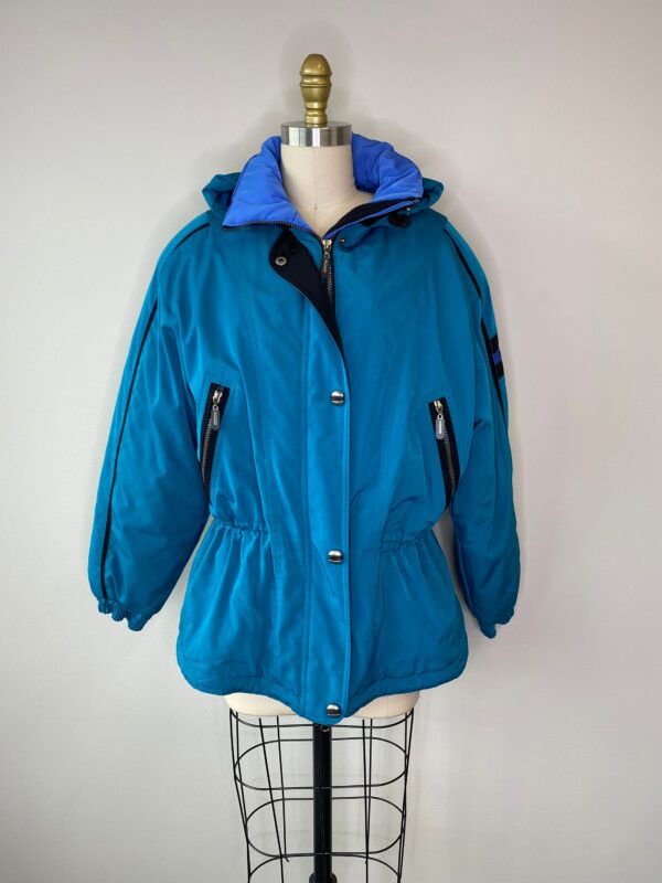 90S Teal Down Filled Ski Jacket Downhill Racer Men Puffer