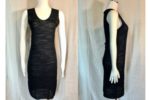 90S Textured Knit Little Black Dress S/M