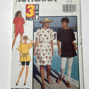 90S Very Easy Dress, Top, & Leggings Pattern, Loose Fitting Dress With Drawstring Waist, Butterick 5514, Sizes Xs-S, Cut