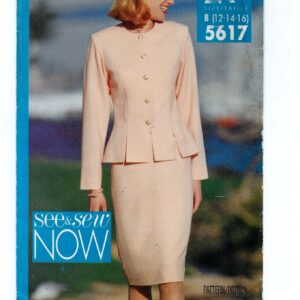 A Princess Seam, Peplum Buttoned Top & Straight Skirt Sewing Pattern For Women Uncut - Sizes 12-14-16 See & Sew 5617 ~Free Shipping