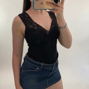 A Size S, 00's Black Lace Bodysuit