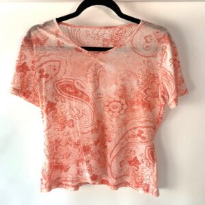 A Size UK 12, 00's Pink Mesh Patterned Top