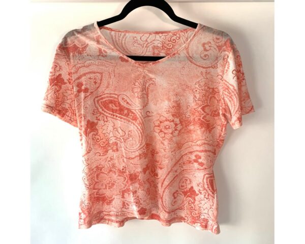 A Size UK 12, 00's Pink Mesh Patterned Top