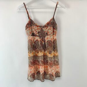 A Size UK 8, 00's Mesh Paisley Cami Top