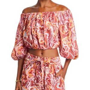 A. l.c. Katherine Off The Shoulder Printed Linen Top