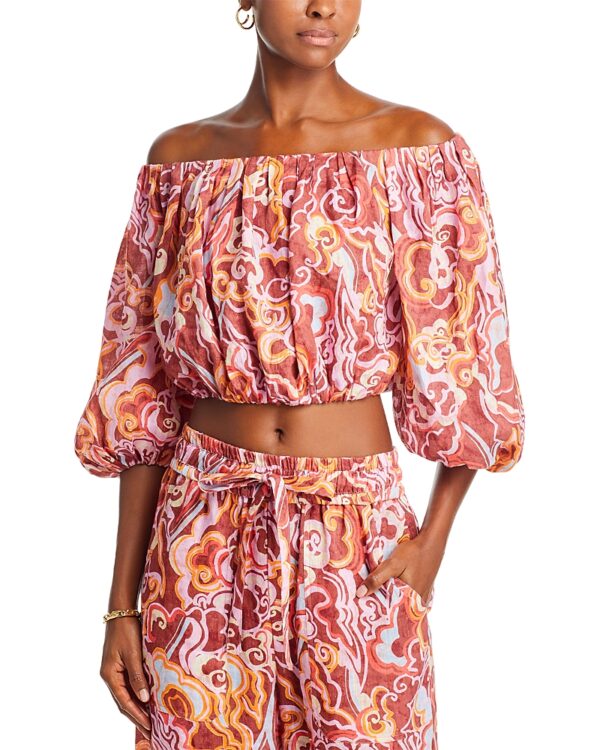 A. l.c. Katherine Off The Shoulder Printed Linen Top