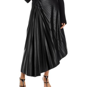 A. l.c. Tracy Asymmetric Pleated Vegan Leather Skirt