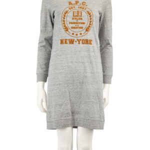 A.P.C. Grey Logo Hooded Sweater Dress