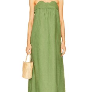 ADRIANA DEGREAS Jellyfish Strapless Maxi Dress in Green. Size S.