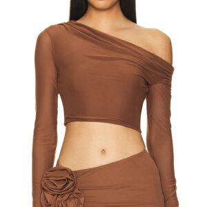 AFRM Bria Mesh Top in Brown. Size L, M, XL.