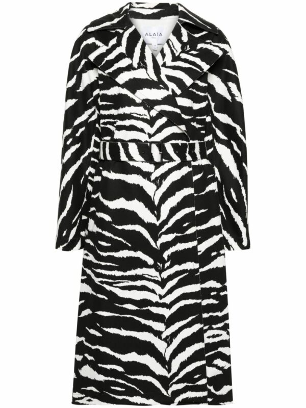 ALAÏA- Animalier Print Denim Trench Coat