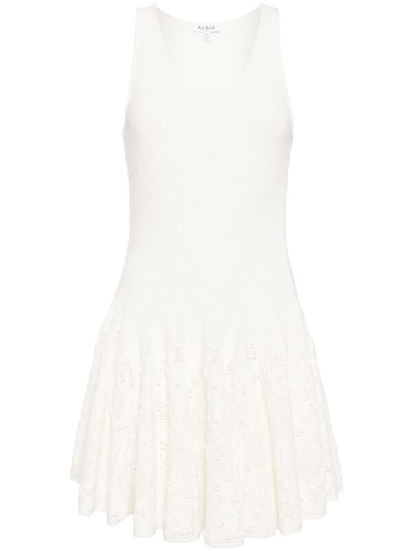 ALAÏA- Cotton Lace Skater Dress