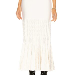 ALAÏA Fit and Flare Maxi Skirt in Ivoire - Ivory. Size 36 (also in 38, 42).