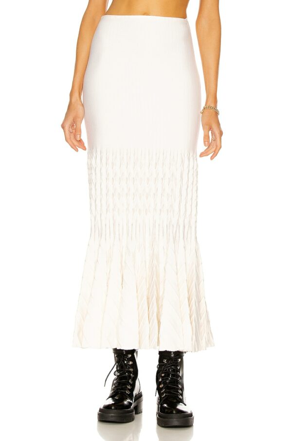 ALAÏA Fit and Flare Maxi Skirt in Ivoire - Ivory. Size 36 (also in 38, 42).