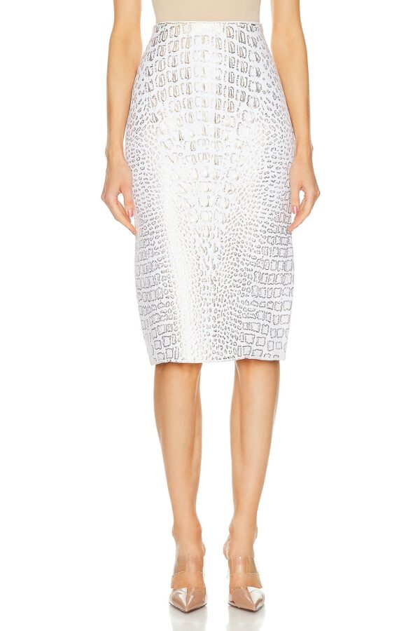 ALAÏA Pencil Skirt in Blanc - White. Size 34 (also in 36, 40).