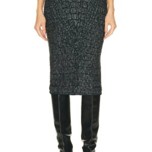 ALAÏA Pencil Skirt in Noir & Vert - Black. Size 38 (also in 36).