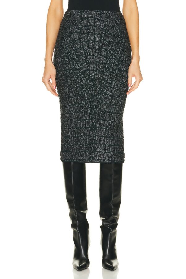 ALAÏA Pencil Skirt in Noir & Vert - Black. Size 38 (also in 36).