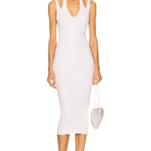 ALAÏA Rib Tube Midi Dress in Blanc - White. Size 38 (also in 44).