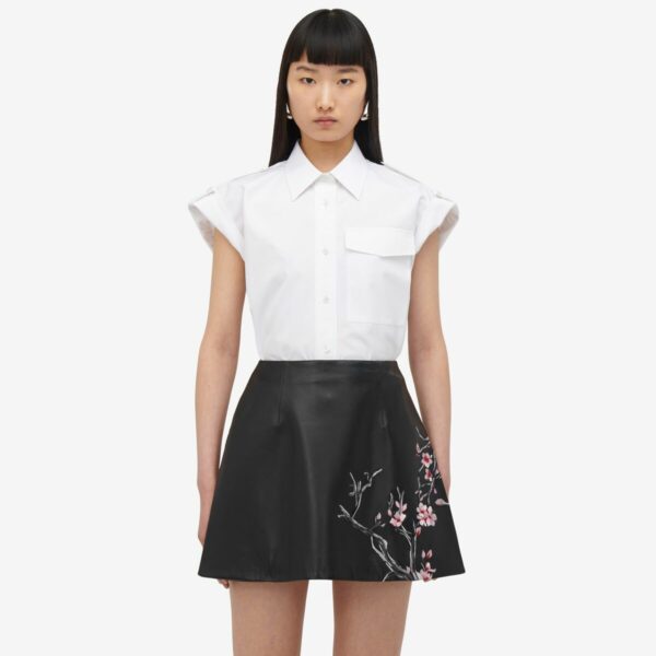 ALEXANDER MCQUEEN - Blossom Leather Mini Skirt - Item 799514Q5ANQ1110