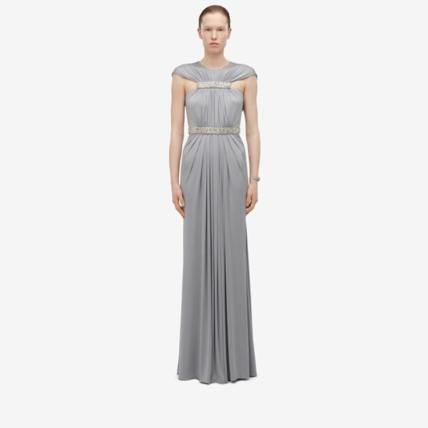 ALEXANDER MCQUEEN - Gathered Cape Evening Dress - Item 794765QLADR1107