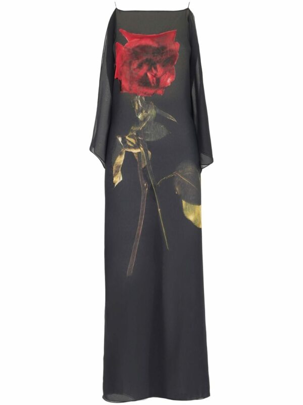 ALEXANDER MCQUEEN- Printed Chiffon Evening Dress