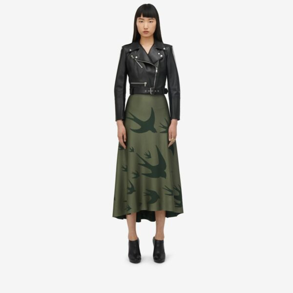 ALEXANDER MCQUEEN - Swallow Jacquard Midi Skirt - Item 798447Q1BA23009