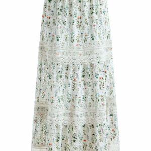 ALICE+OLIVIA- Flower Print Cotton Maxi Skirt