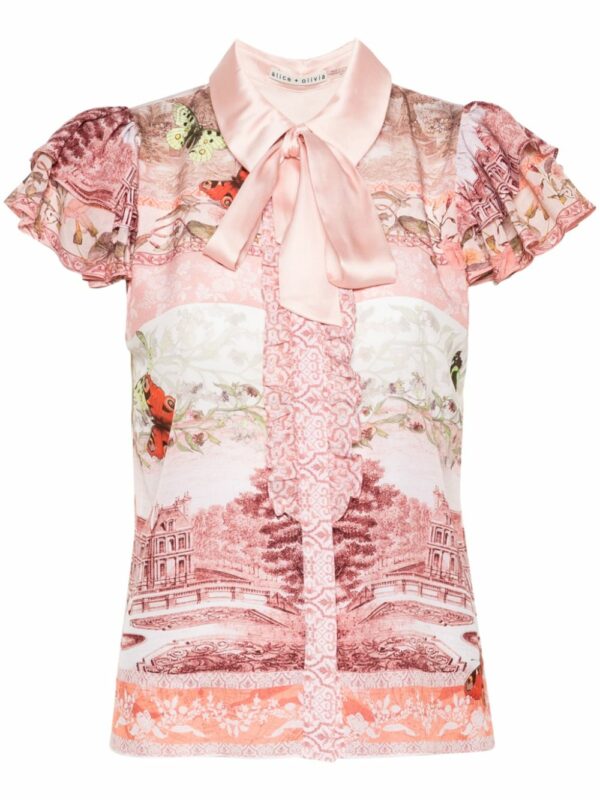 ALICE+OLIVIA- Printed Silk Top