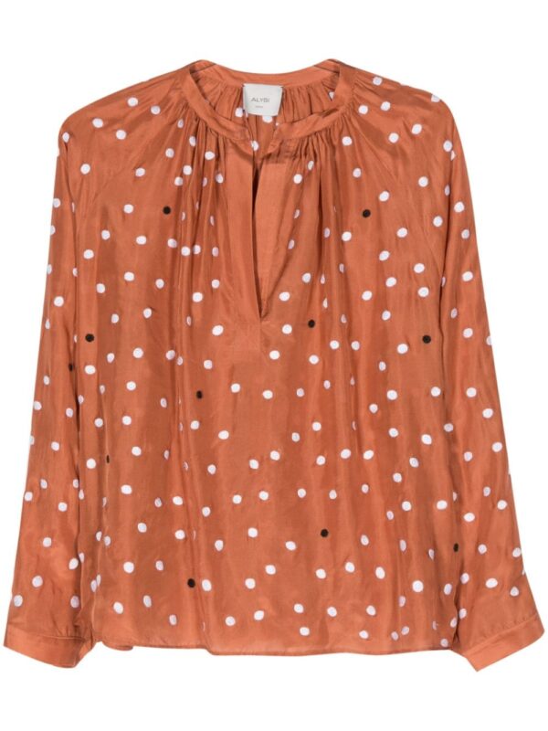 ALYSI- Polka Dot Silk Blouse