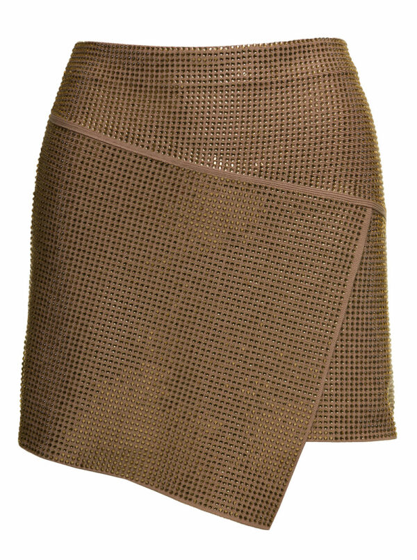 ANDREĀDAMO Full Strass A-line Panels Mini Skirt