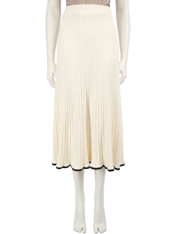 ANNA QUAN Ecru Ribbed Knit Midi Skirt