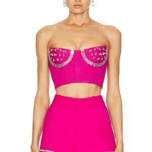 AREA Crystal Watermelon Cup Bustier in Fuchsia - Fuchsia. Size XS (also in ).